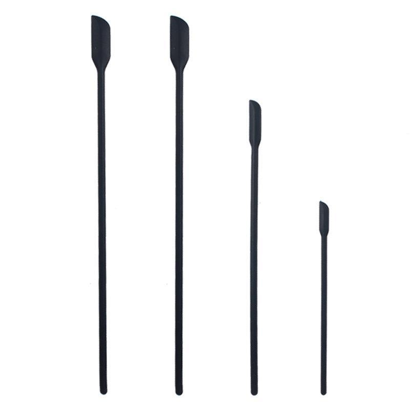 4X Silicone Mini Spatula Jar Scraper Scoop Tip Long Spatula Cosmetic Bottle B8A3 - Black V528-MINISPATULA-BLACK-4PCS-49574