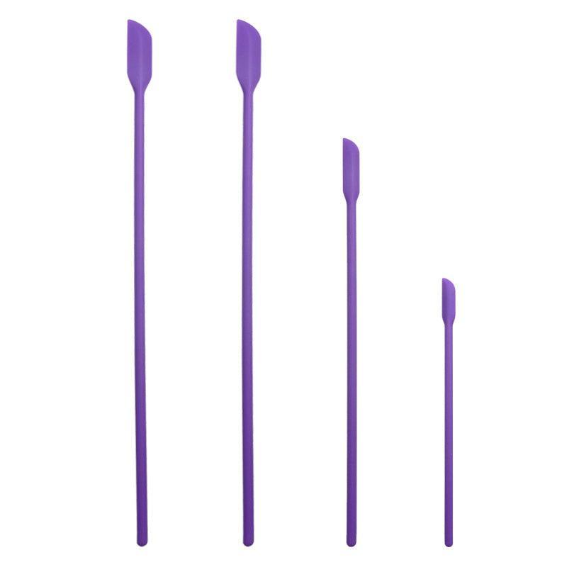 4X Silicone Mini Spatula Jar Scraper Scoop Tip Long Spatula Cosmetic Bottle B8A3 - Black V528-MINISPATULA-BLACK-4PCS-49574