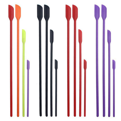 4X Silicone Mini Spatula Jar Scraper Scoop Tip Long Spatula Cosmetic Bottle B8A3 - Red V528-MINISPATULA-RED-4PCS-82778