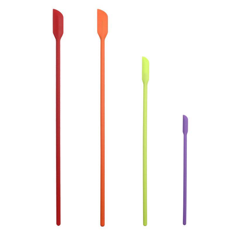 4X Silicone Mini Spatula Jar Scraper Scoop Tip Long Spatula Cosmetic Bottle B8A3 - Red V528-MINISPATULA-RED-4PCS-82778