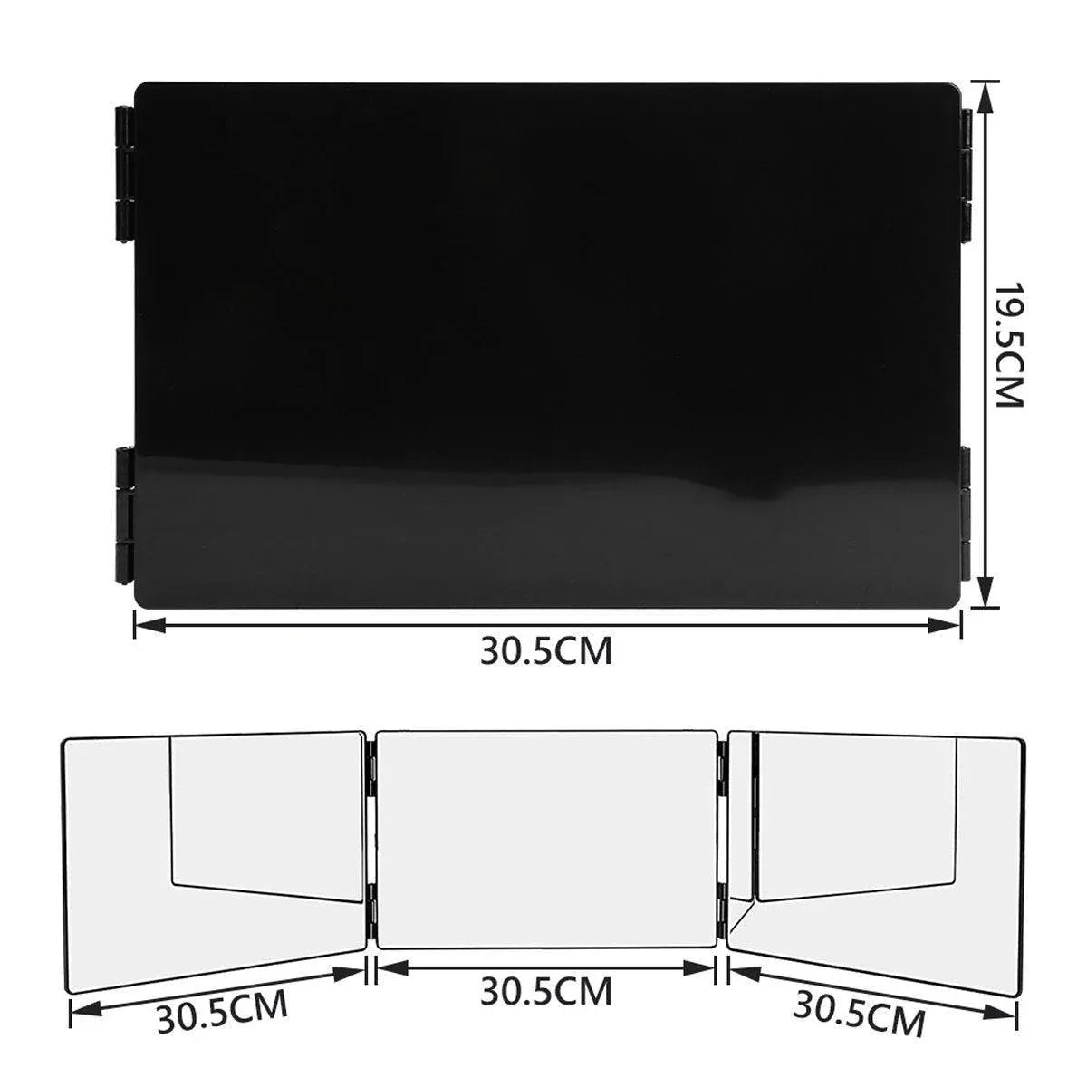 3Way Makeup Mirror for Hair Cutting Styling Hanging Beauty Tool Adjustable V528-MIRROR-BLACK-899122