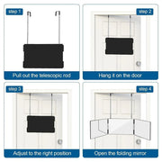 3Way Makeup Mirror for Hair Cutting Styling Hanging Beauty Tool Adjustable V528-MIRROR-BLACK-899122