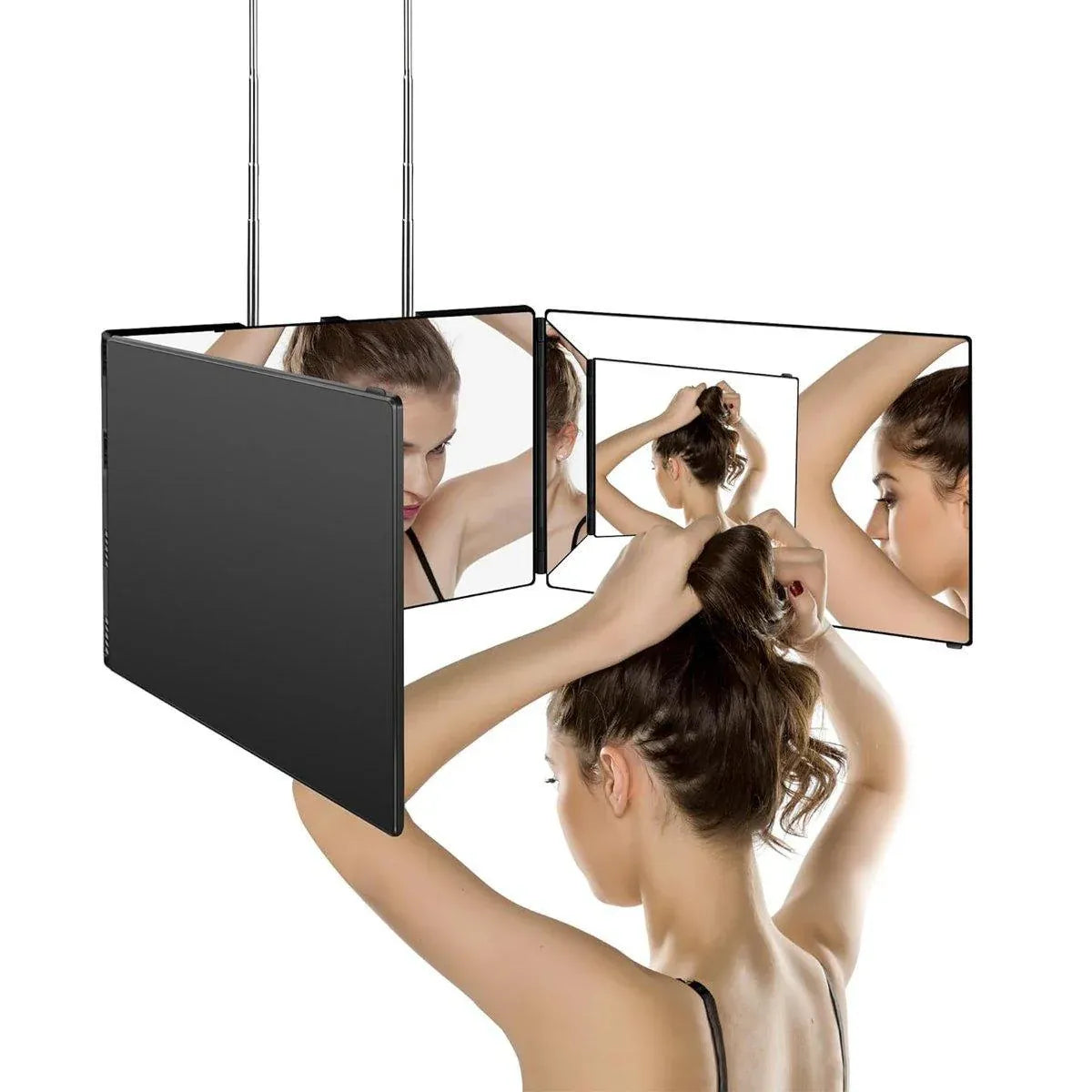 3Way Makeup Mirror for Hair Cutting Styling Hanging Beauty Tool Adjustable V528-MIRROR-BLACK-899122