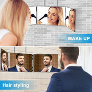 3Way Makeup Mirror for Hair Cutting Styling Hanging Beauty Tool Adjustable V528-MIRROR-BLACK-899122