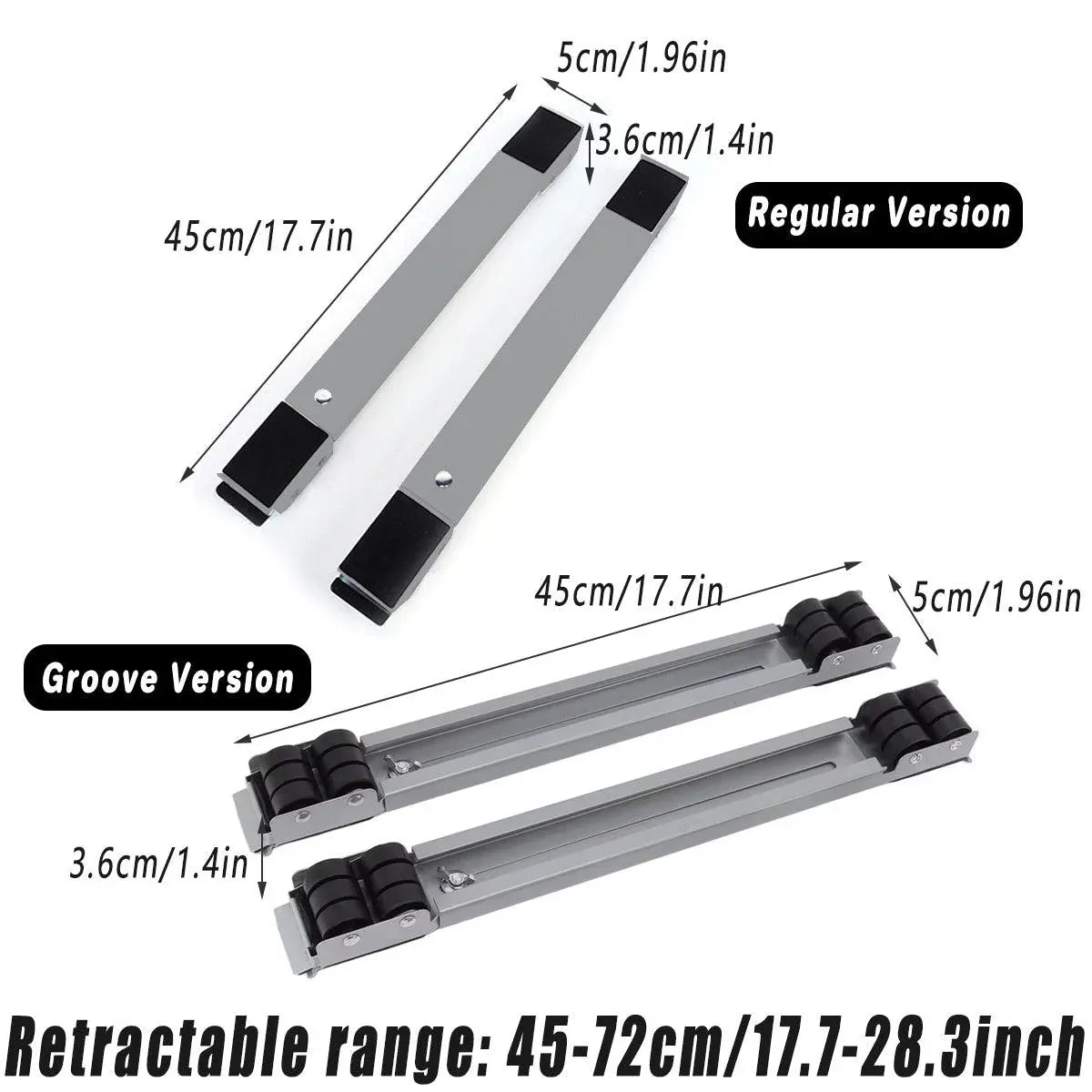 2pcs Adjustable Refrigerator Washing Machine Base Stand Movable Support Shelf - Grooved V528-MOBILE-STAND-DARK-GREY-359300