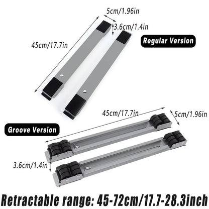 2pcs Adjustable Refrigerator Washing Machine Base Stand Movable Support Shelf - Grooved V528-MOBILE-STAND-DARK-GREY-359300