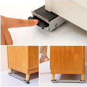 2pcs Adjustable Refrigerator Washing Machine Base Stand Movable Support Shelf - Grooved V528-MOBILE-STAND-DARK-GREY-359300