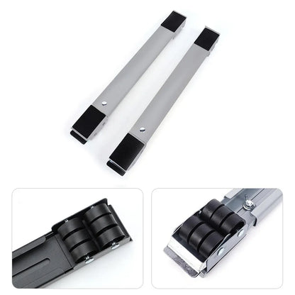 2pcs Adjustable Refrigerator Washing Machine Base Stand Movable Support Shelf - Grooved V528-MOBILE-STAND-DARK-GREY-359300