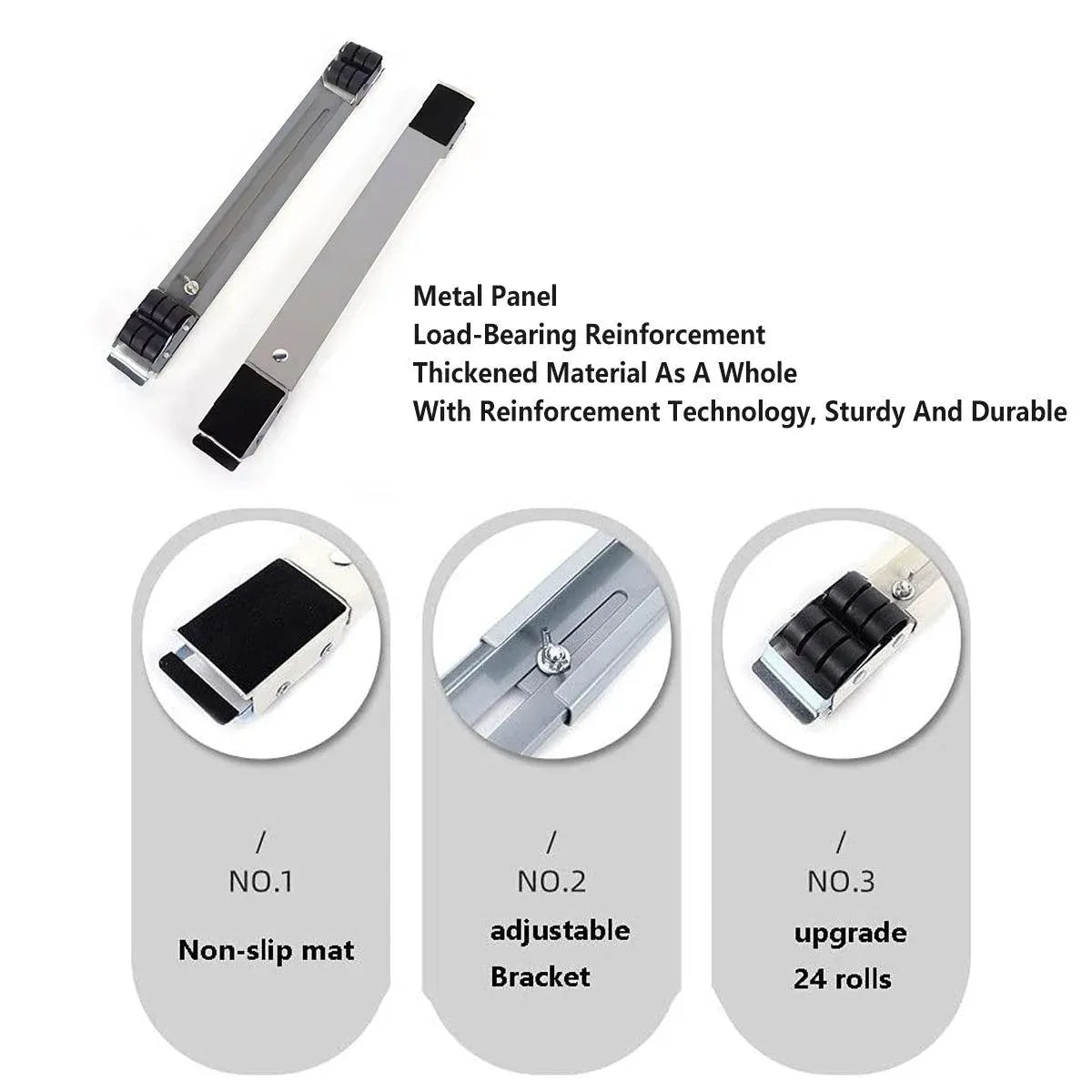 2pcs Adjustable Refrigerator Washing Machine Base Stand Movable Support Shelf - Grooved V528-MOBILE-STAND-DARK-GREY-359300