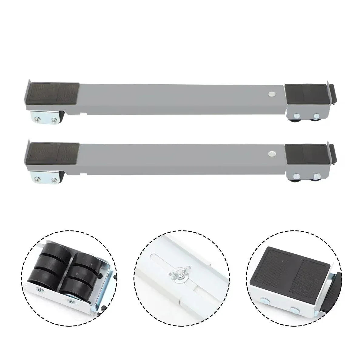 2pcs Adjustable Refrigerator Washing Machine Base Stand Movable Support Shelf - Grooved V528-MOBILE-STAND-DARK-GREY-359300
