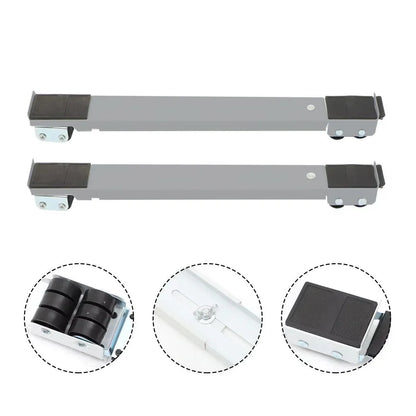 2pcs Adjustable Refrigerator Washing Machine Base Stand Movable Support Shelf - Grooved V528-MOBILE-STAND-DARK-GREY-359300