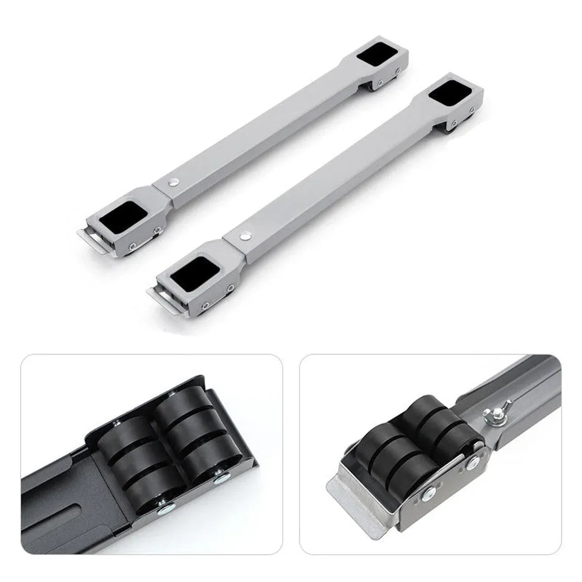 2pcs Adjustable Refrigerator Washing Machine Base Stand Movable Support Shelf - Grooved V528-MOBILE-STAND-DARK-GREY-359300