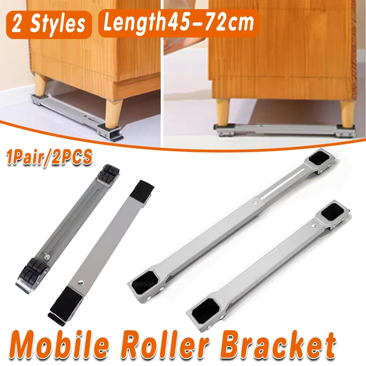 2pcs Adjustable Refrigerator Washing Machine Base Stand Movable Support Shelf - Grooved V528-MOBILE-STAND-DARK-GREY-359300