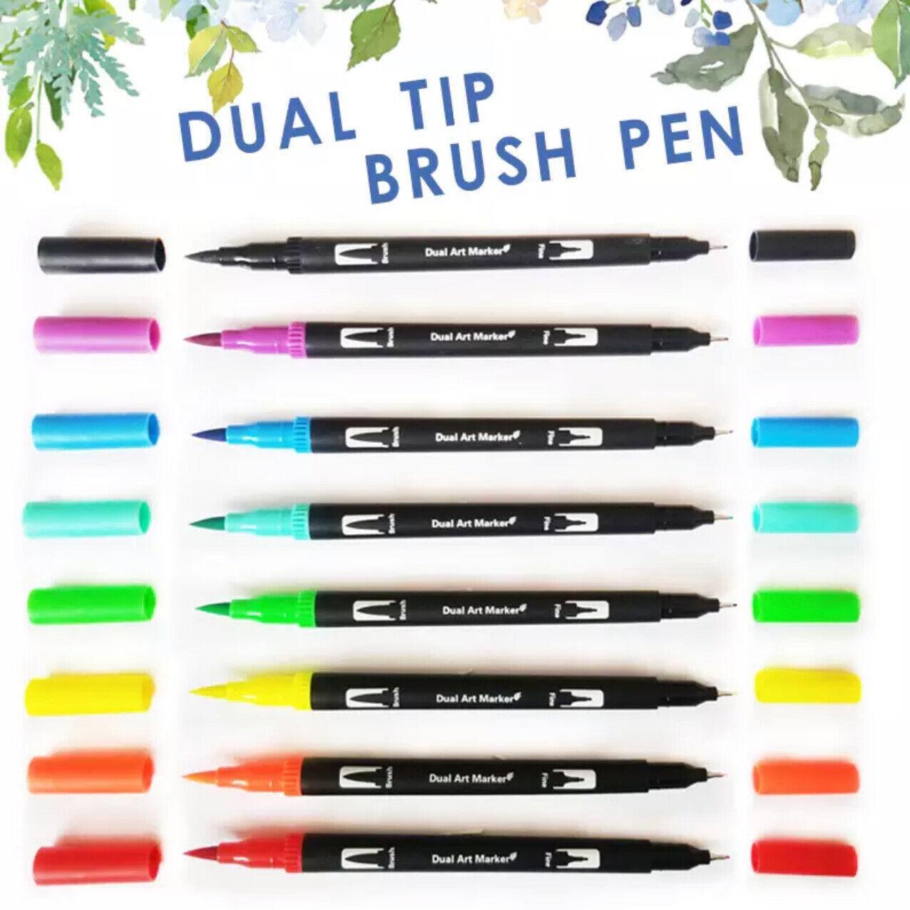 12-120 Watercolor Brush Pen Set Artist Sketch Marker - Black-12 Colours V528-MODEL-12BLACK-890135