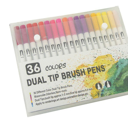 12-120 Watercolor Brush Pen Set Artist Sketch Marker - Black-36 Colours V528-MODEL-36BLACK-120070