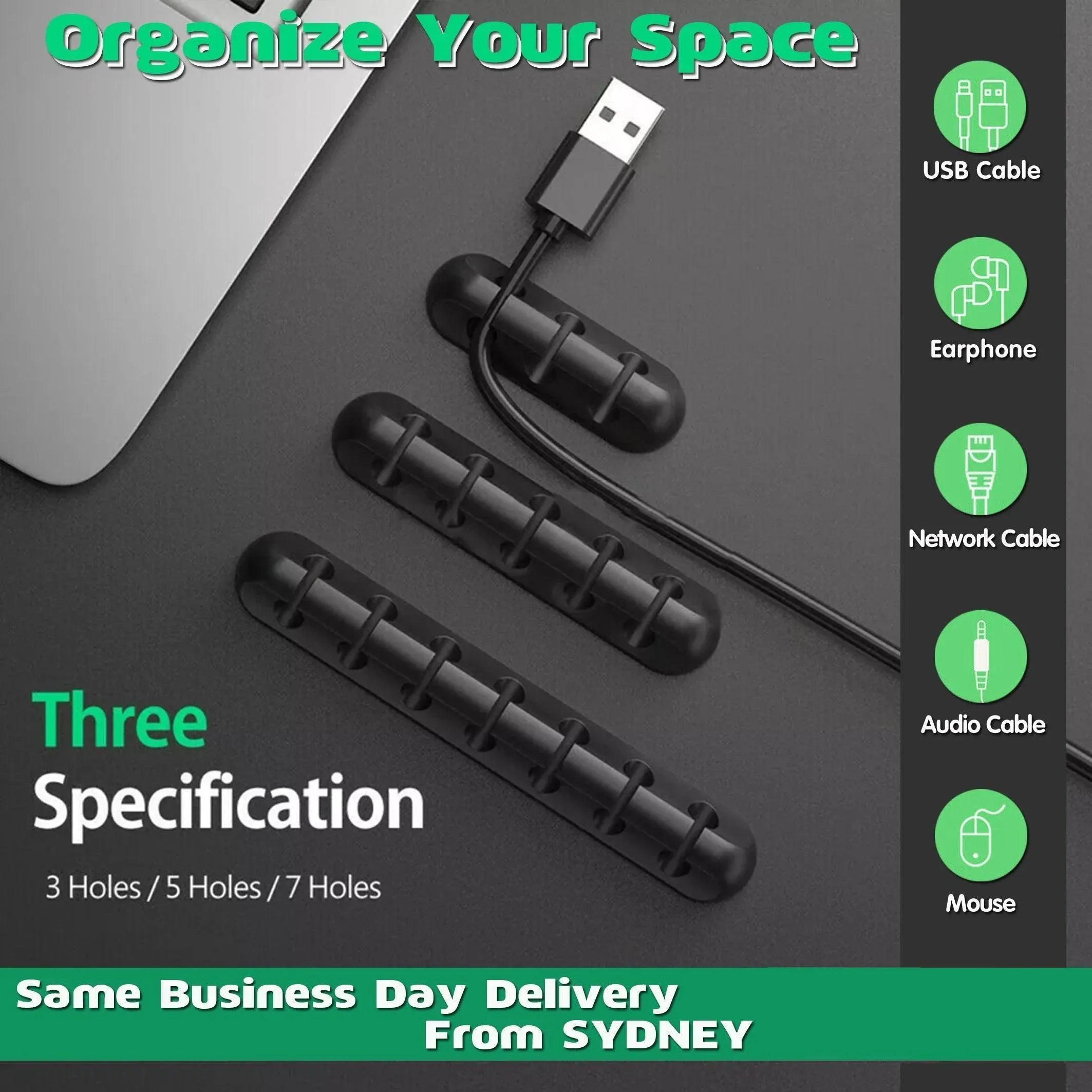 Value Pack Usb Charge Cable Holder Desk Cable Clips Organizer Cord Management - 5 Clips V528-MODEL-5CLIPS59770