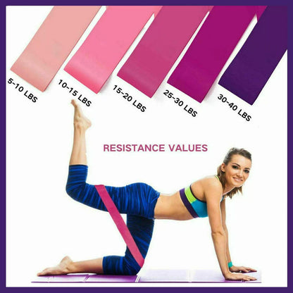 Exercise Resistance Bands Loop Power Strength Training Fitness Yoga Pilates Gym - Pink (600*50*0.5MM) V528-MODEL-PINK-600-50-0-5MM-92782