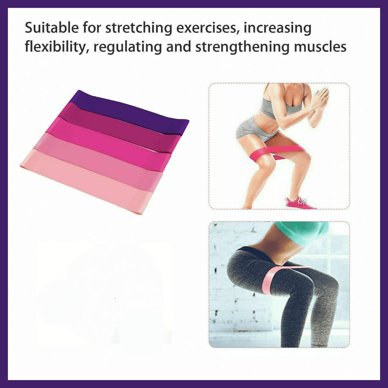 Exercise Resistance Bands Loop Power Strength Training Fitness Yoga Pilates Gym - Set of 5 PCS V528-MODEL-SETOF5PCSWITHBAG10369