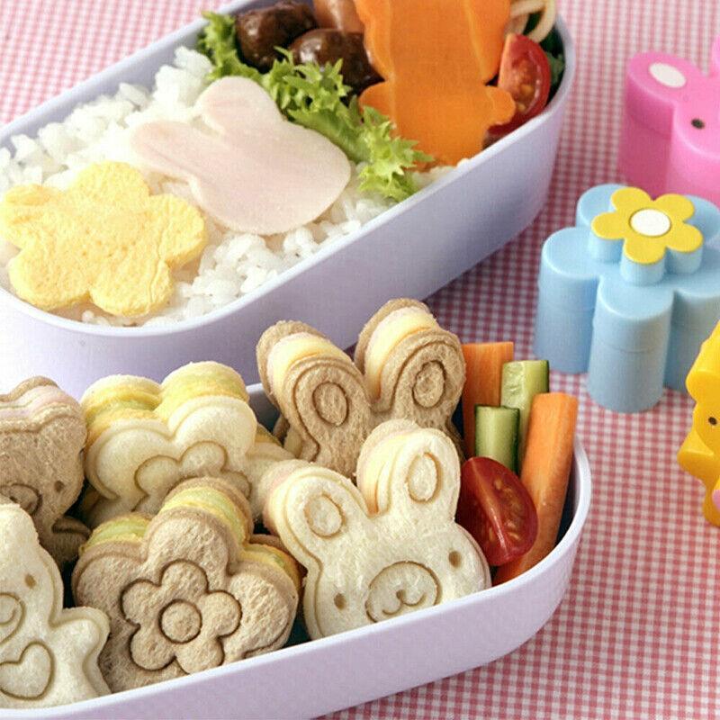 3PCS Sandwich Cutter Set Rabbit Bear Flower Bread Mold for Bento Lunch Cake Cookies V528-MOLD-42561