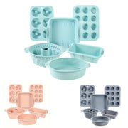 6PCS Silicone Cake Mould Set Baking Pans Nonstick Cupcake Cookie Tools Reusable - Grey V528-MOLD-6PCS-GREY-725327