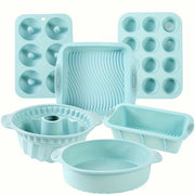 6PCS Silicone Cake Mould Set Baking Pans Nonstick Cupcake Cookie Tools Reusable - Grey V528-MOLD-6PCS-GREY-725327