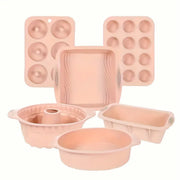 6PCS Silicone Cake Mould Set Baking Pans Nonstick Cupcake Cookie Tools Reusable - Grey V528-MOLD-6PCS-GREY-725327