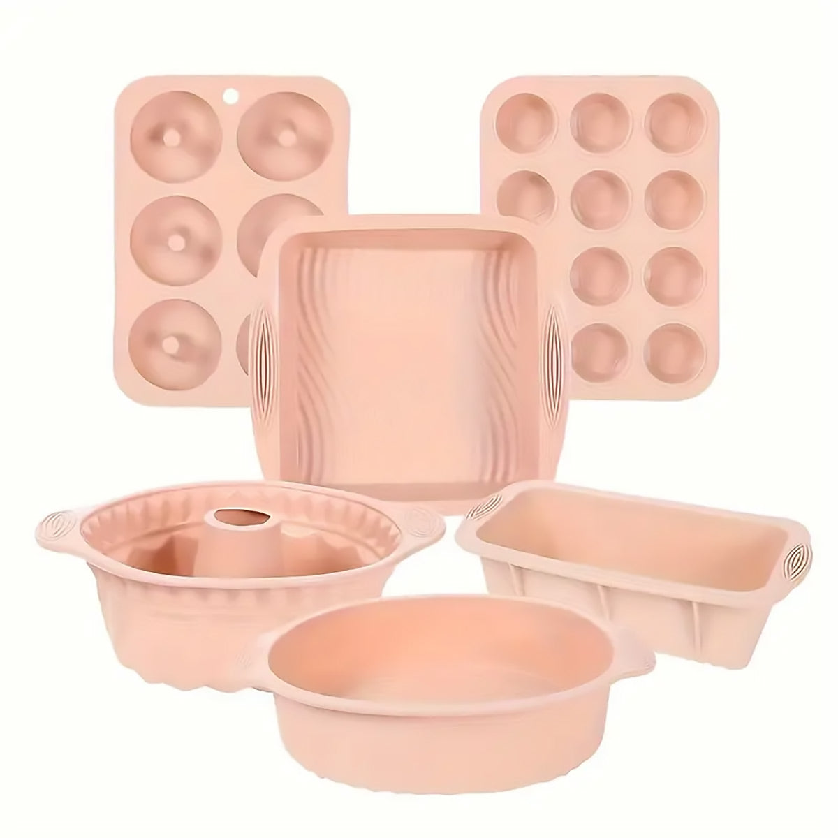 6PCS Silicone Cake Mould Set Baking Pans Nonstick Cupcake Cookie Tools Reusable - Grey V528-MOLD-6PCS-GREY-725327