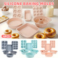 6PCS Silicone Cake Mould Set Baking Pans Nonstick Cupcake Cookie Tools Reusable - Pink V528-MOLD-6PCS-PINK-330902