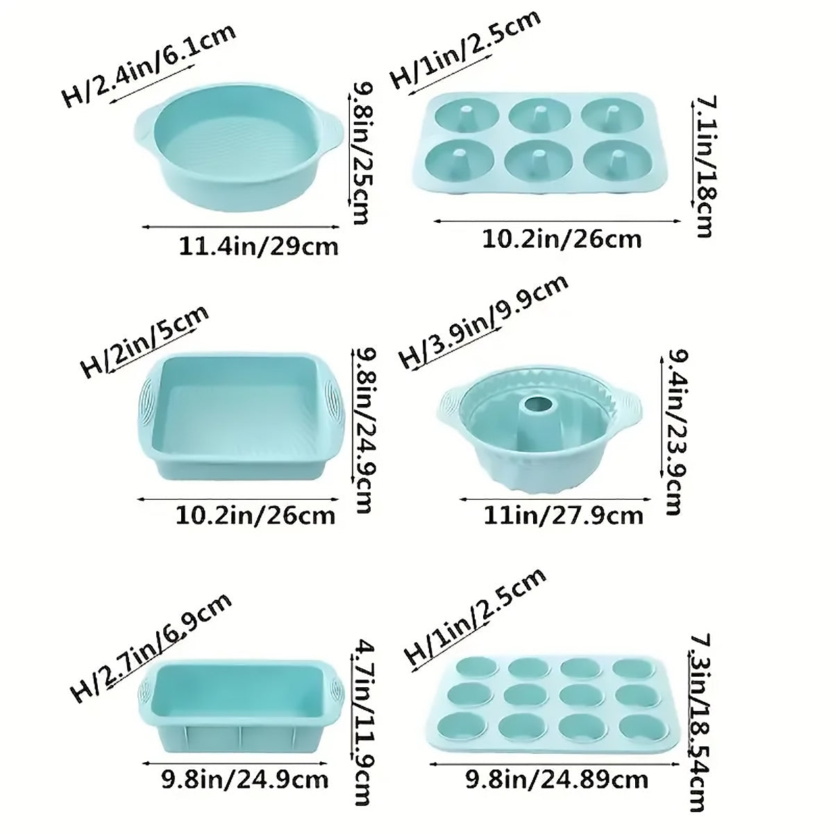 6PCS Silicone Cake Mould Set Baking Pans Nonstick Cupcake Cookie Tools Reusable - Pink V528-MOLD-6PCS-PINK-330902