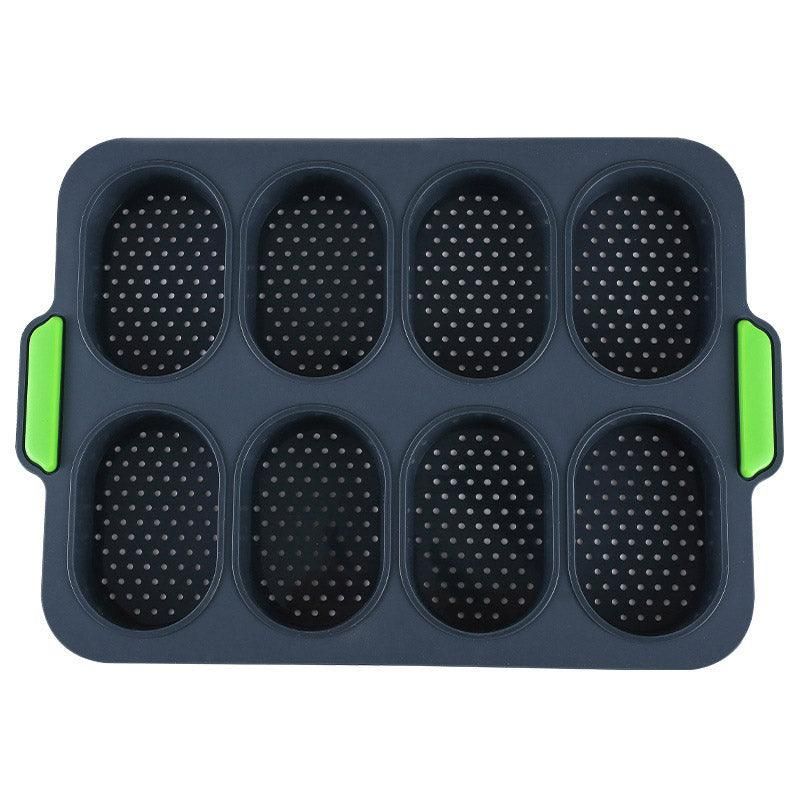 Silicone Cake Mould Oval 8 Compartment Non Stick Baking Pan Kitchen Tools Set V528-MOLD-GREY-6-158768