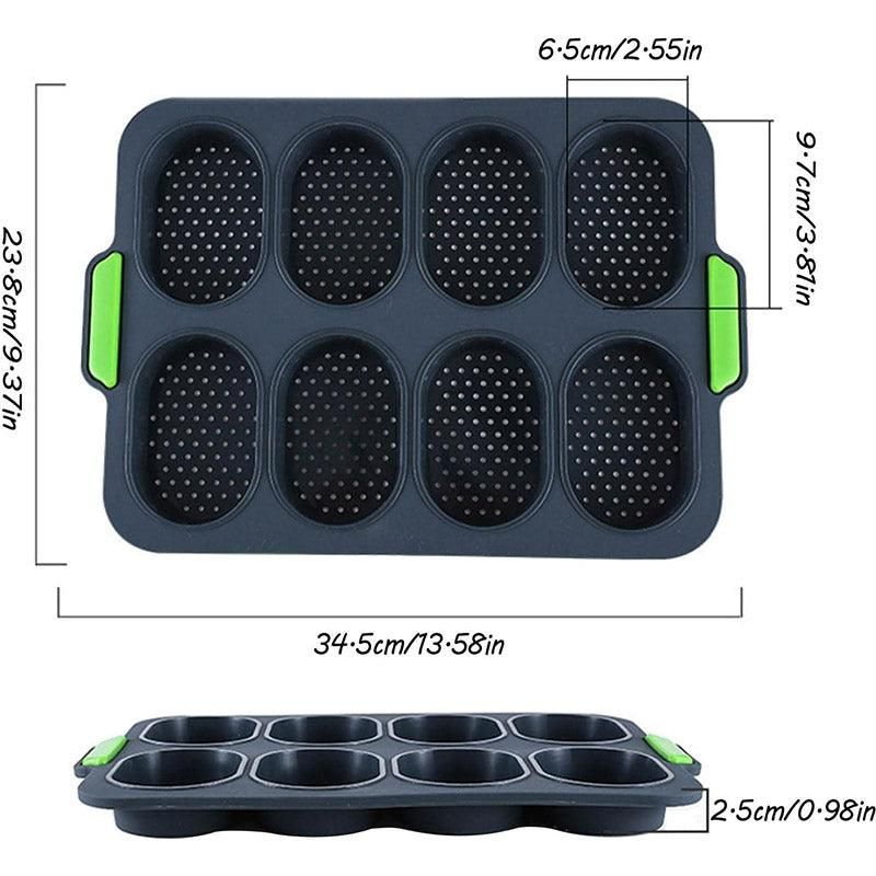 Silicone Cake Mould Oval 8 Compartment Non Stick Baking Pan Kitchen Tools Set V528-MOLD-GREY-6-158768