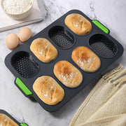 Silicone Cake Mould Oval 8 Compartment Non Stick Baking Pan Kitchen Tools Set V528-MOLD-GREY-6-158768