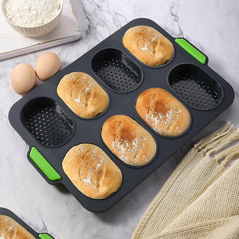 Silicone Cake Mould Oval 8 Compartment Non Stick Baking Pan Kitchen Tools Set V528-MOLD-GREY-6-158768