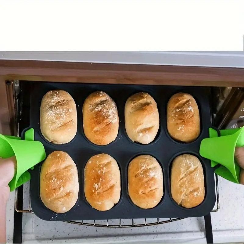 Silicone Cake Mould Oval 8 Compartment Non Stick Baking Pan Kitchen Tools Set V528-MOLD-GREY-6-158768