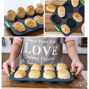 Silicone Cake Mould Oval 8 Compartment Non Stick Baking Pan Kitchen Tools Set V528-MOLD-GREY-6-158768