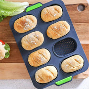 Silicone Cake Mould Oval 8 Compartment Non Stick Baking Pan Kitchen Tools Set V528-MOLD-GREY-6-158768