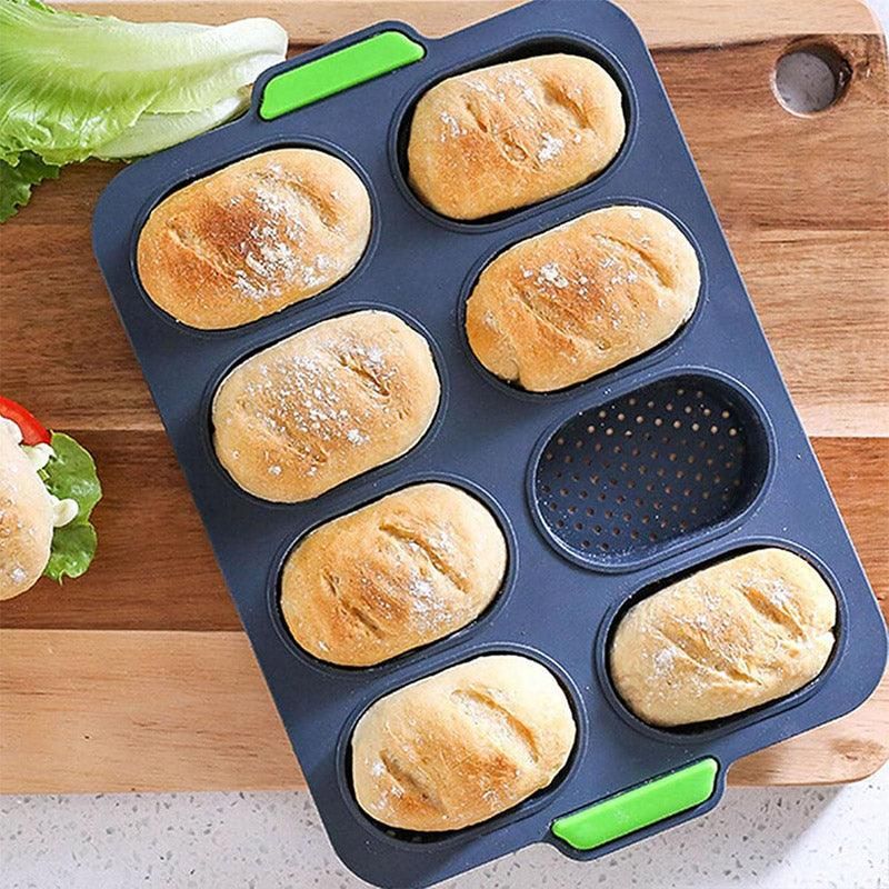 Silicone Cake Mould Oval 8 Compartment Non Stick Baking Pan Kitchen Tools Set V528-MOLD-GREY-6-158768