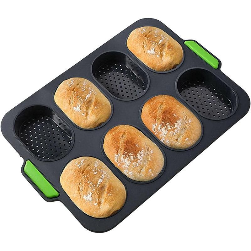 Silicone Cake Mould Oval 8 Compartment Non Stick Baking Pan Kitchen Tools Set V528-MOLD-GREY-6-158768