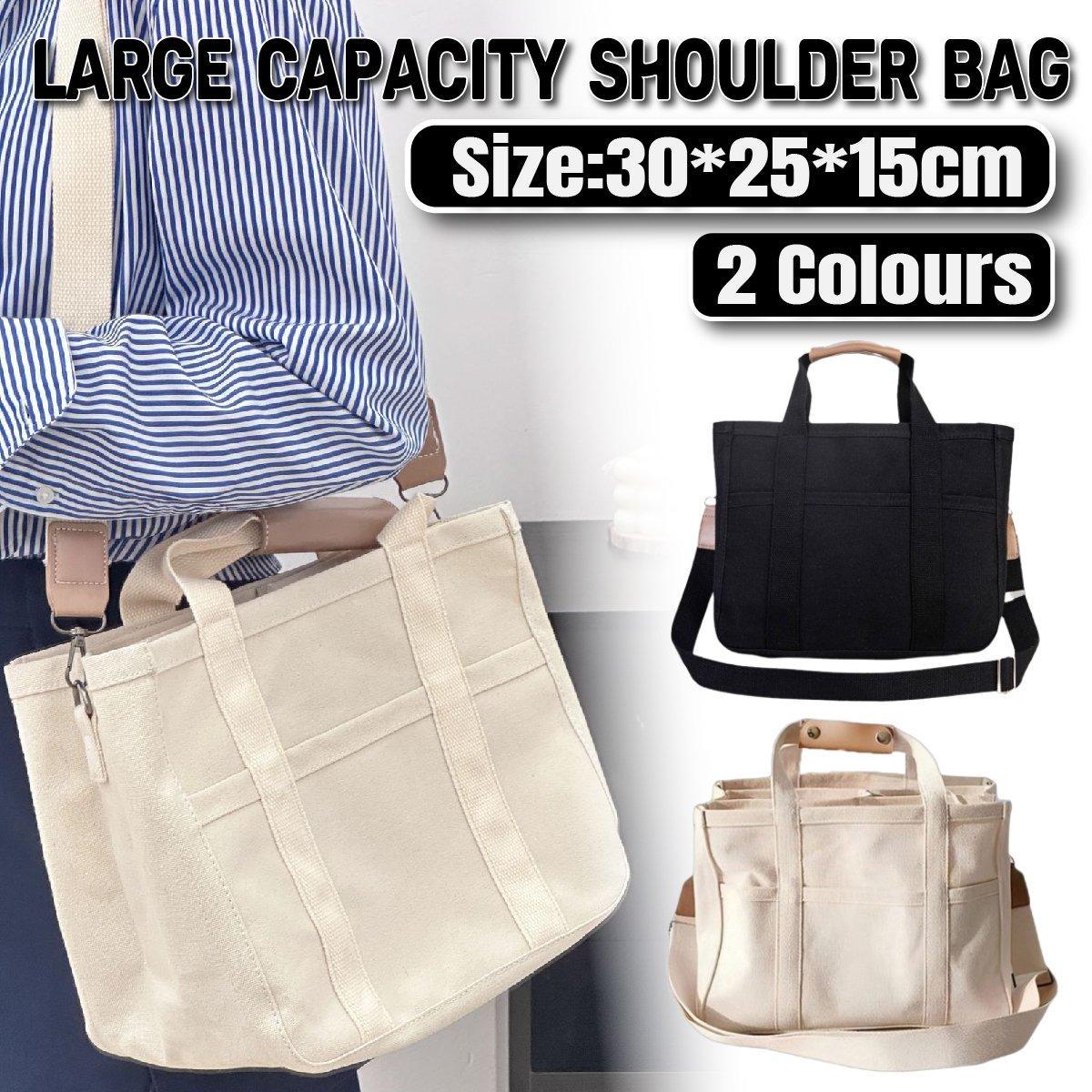 Stylish Multifunctional Mummy Bag Canvas Shoulder Crossbody Handheld Tote Bag - Beige V528-MOMMY-BAG-BEIGE-132584