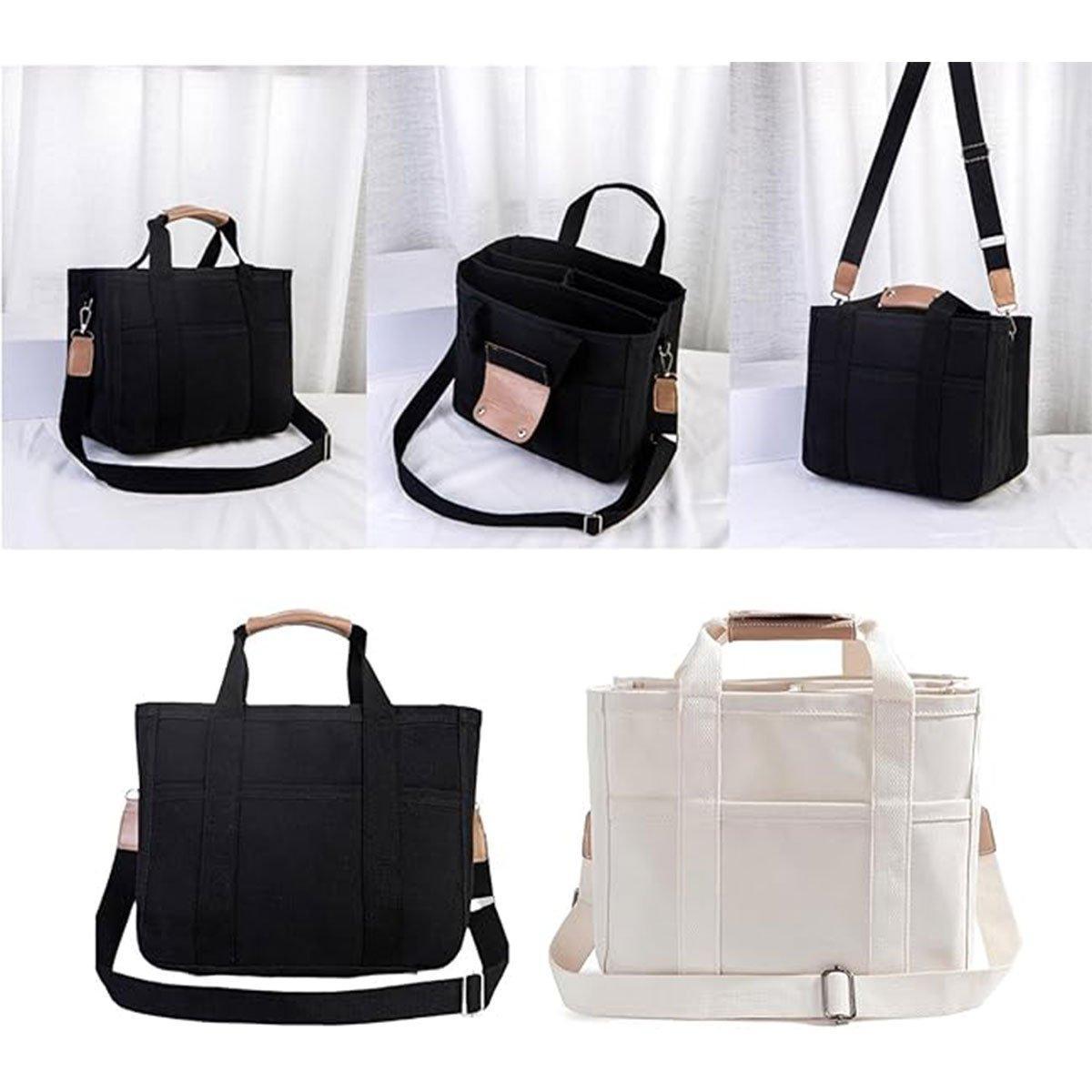 Stylish Multifunctional Mummy Bag Canvas Shoulder Crossbody Handheld Tote Bag - Beige V528-MOMMY-BAG-BEIGE-132584