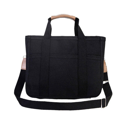 Stylish Multifunctional Mummy Bag Canvas Shoulder Crossbody Handheld Tote Bag - Black V528-MOMMY-BAG-BLACK-955569