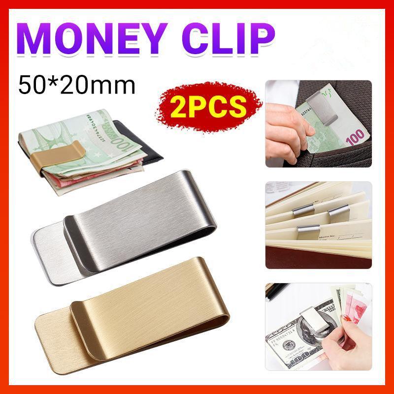 Clip Note Business Card Holder Stainless Steel Mens Wallet Metal - Gold V528-MONEYCLIP-GOLD-2PCS-983729