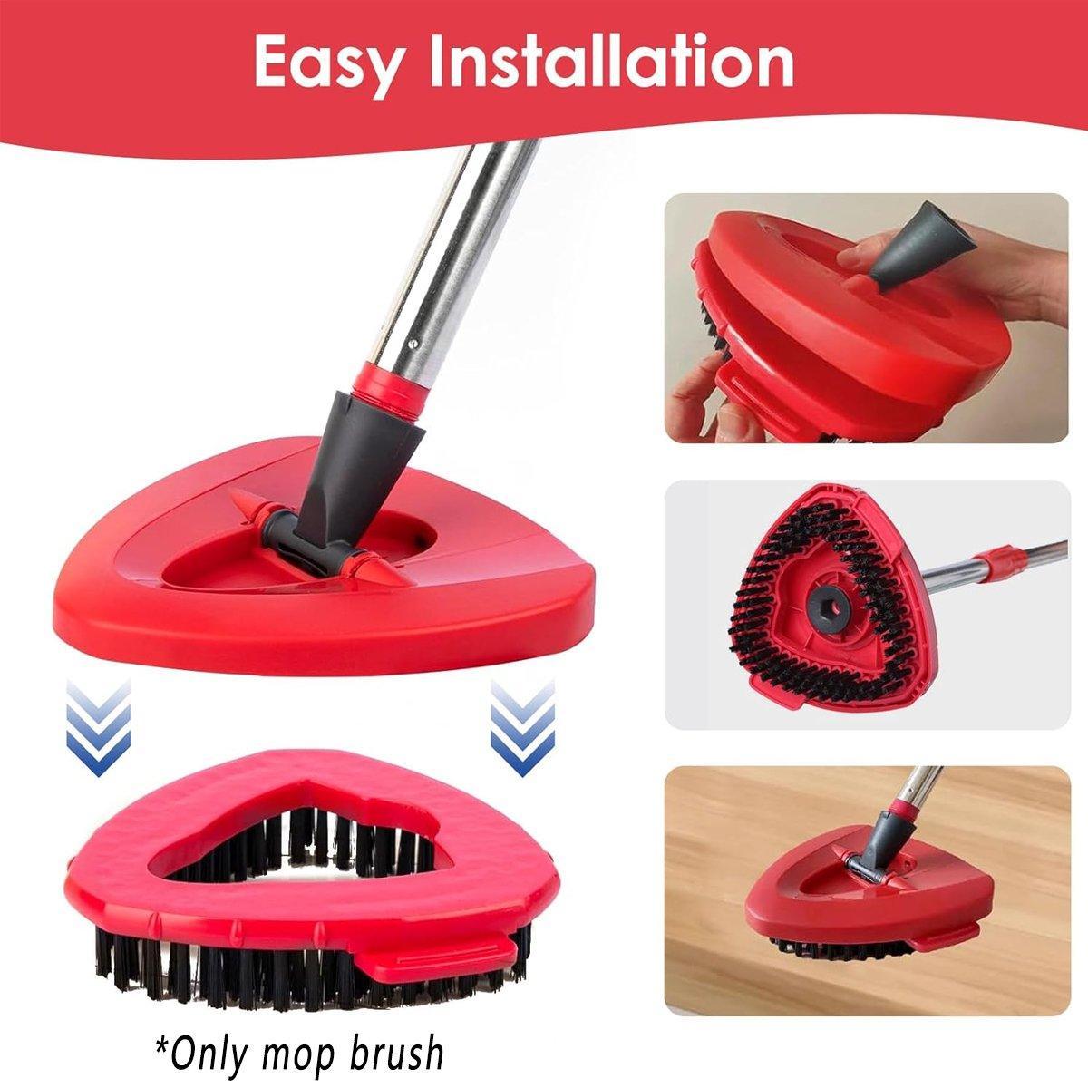 2PCS Triangle Rotating Mop Head Replacement Floor Brush Universal Cleaning Mop V528-MOP-HEAD-2PCS-RED-840578