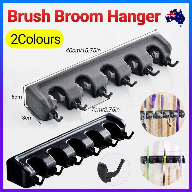 Broom Hanger Mop Holder Wall Mounted Brush Storage Rack Organizer Kitchen Tool - Black V528-MOPHOLDER-BLACK-667304