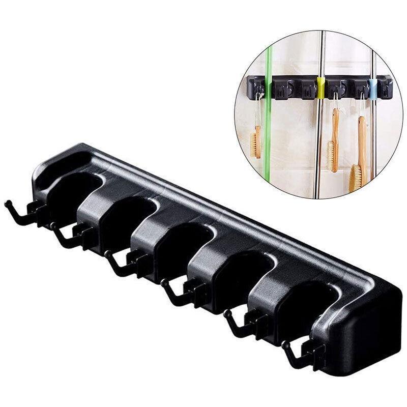 Broom Hanger Mop Holder Wall Mounted Brush Storage Rack Organizer Kitchen Tool - Black V528-MOPHOLDER-BLACK-667304