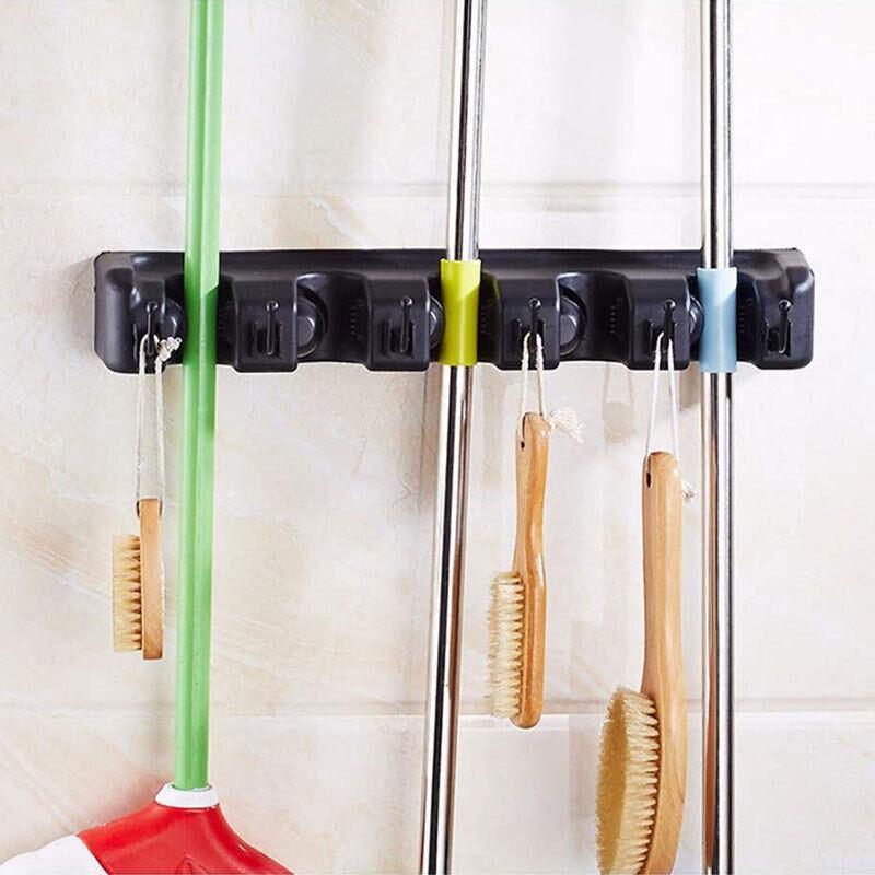 Broom Hanger Mop Holder Wall Mounted Brush Storage Rack Organizer Kitchen Tool - Black V528-MOPHOLDER-BLACK-667304