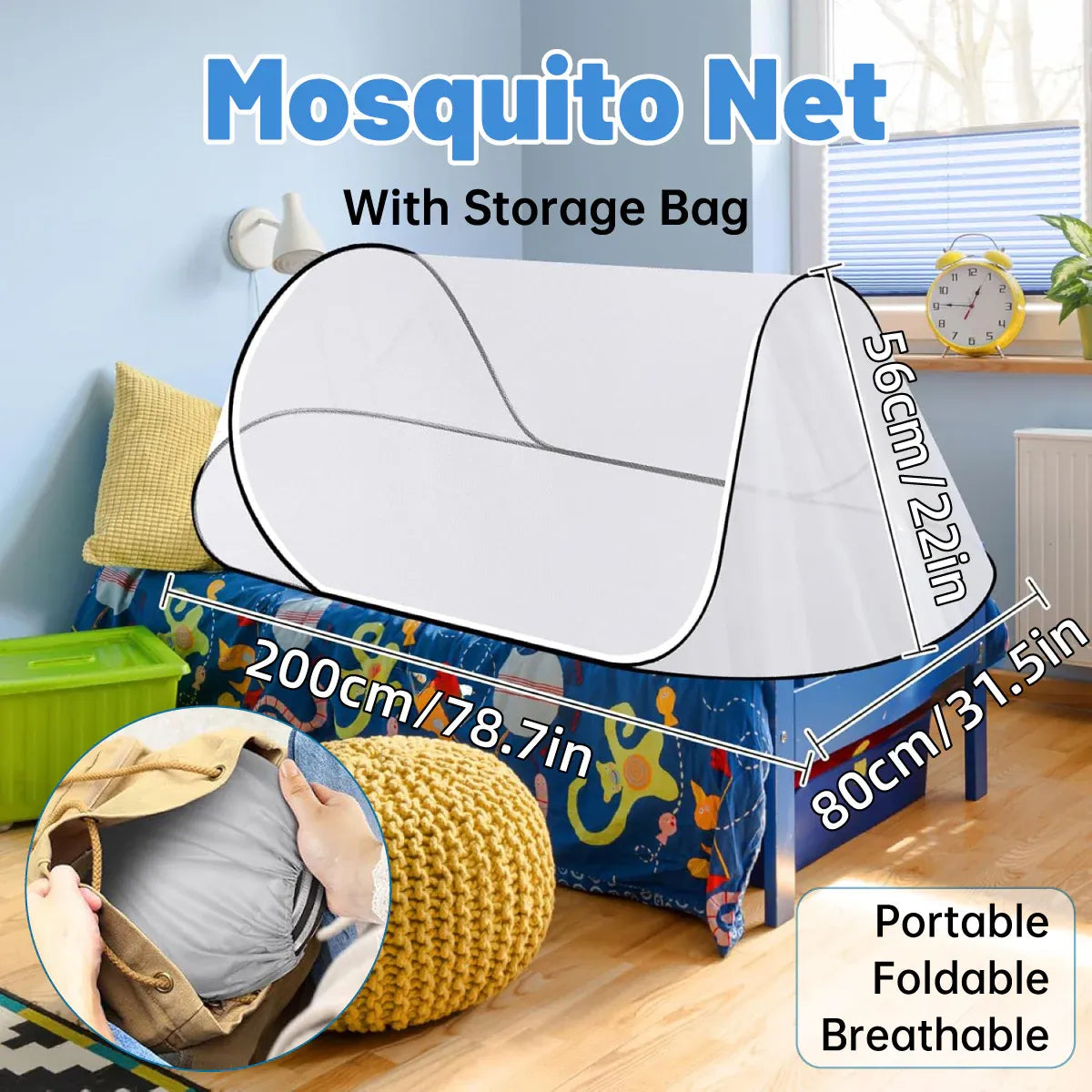 Portable Foldable Mosquito Net Pop-Up Travel Tent for Indoor Outdoor Use V528-MOSQUITO-BLACK-860161