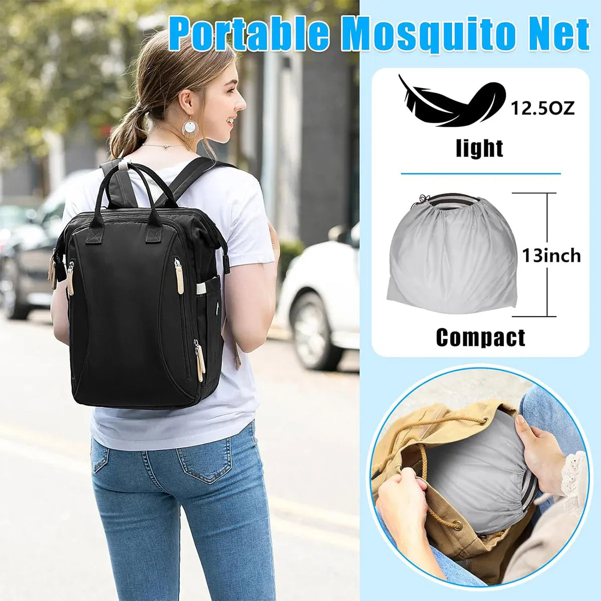 Portable Foldable Mosquito Net Pop-Up Travel Tent for Indoor Outdoor Use V528-MOSQUITO-BLACK-860161