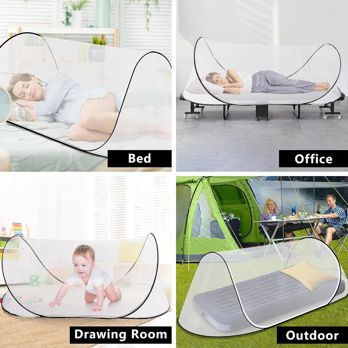Portable Foldable Mosquito Net Pop-Up Travel Tent for Indoor Outdoor Use V528-MOSQUITO-BLACK-860161