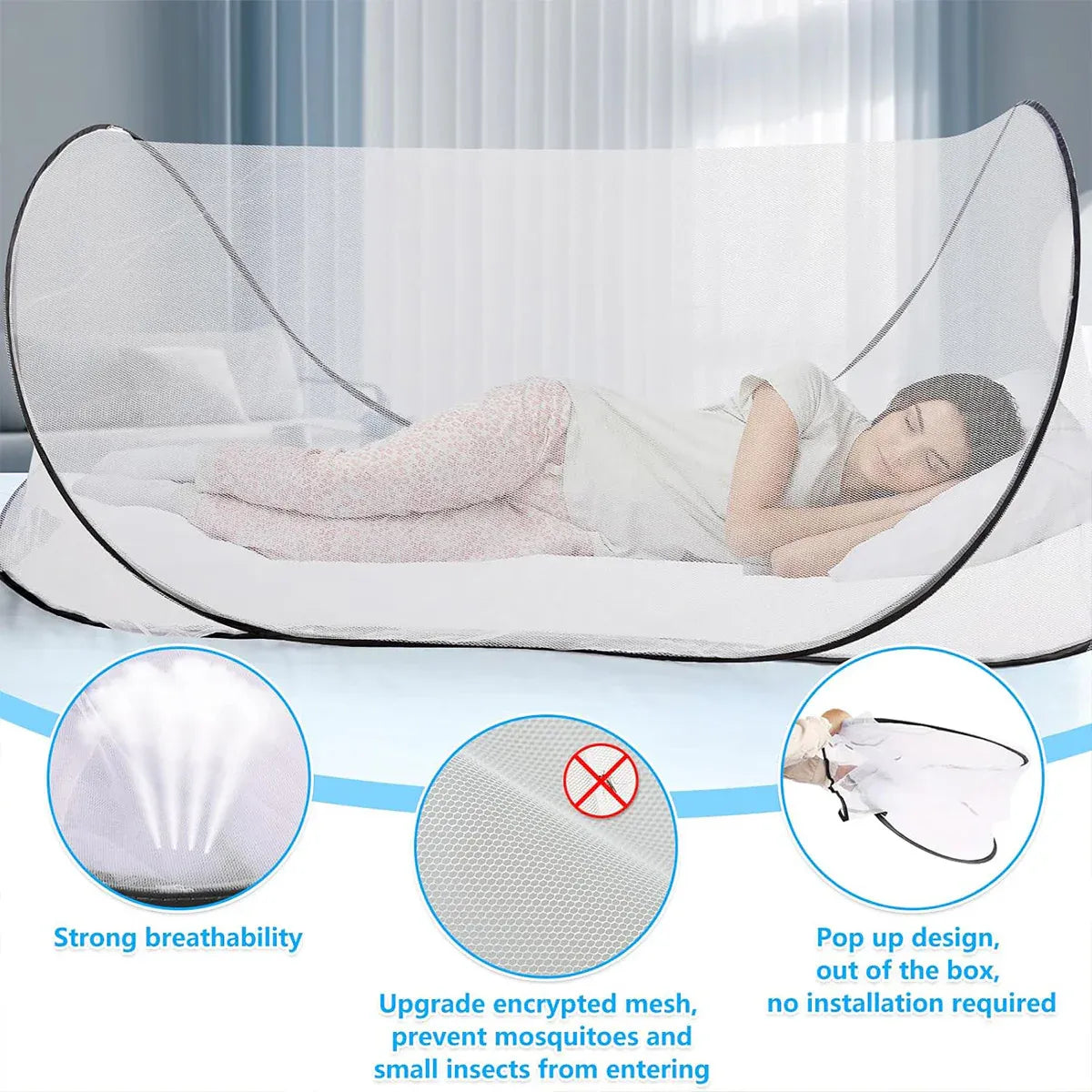 Portable Foldable Mosquito Net Pop-Up Travel Tent for Indoor Outdoor Use V528-MOSQUITO-BLACK-860161